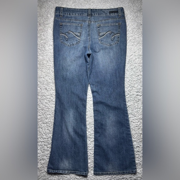 L.E.I. Jeans Womens 13 Sophia Hip Hugger Flare Dark Wash Bell Bottoms Girly BOHO - Picture 5 of 7